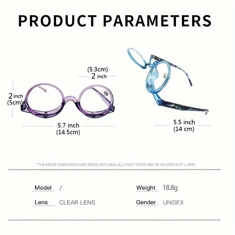 2-in-1 Makeup Glasses for Women - Magnifying Flip Down Cosmetic Readers for Eye Makeup