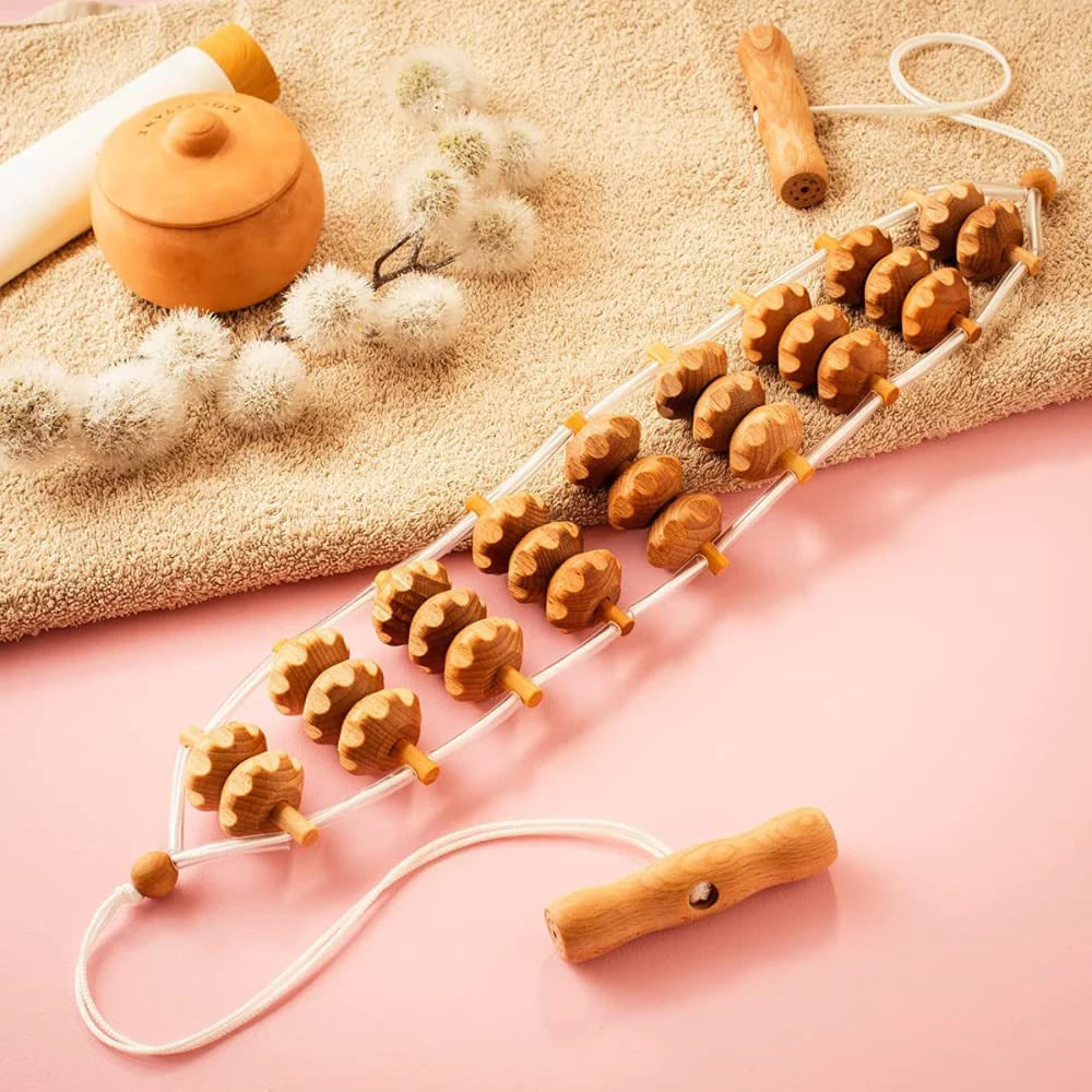 Full Body Massage Roller Rope Wood Back Massage