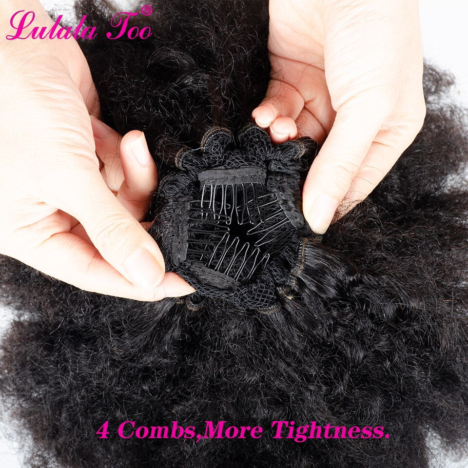 10inch Afro Puff Human Hair Bun Drawstring Ponytail Human Hairpiece
