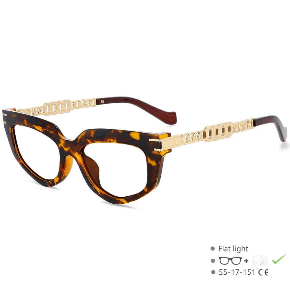 55577 Metal Hollow Chain Presbyopic Glasses - Cat Eyes Retro