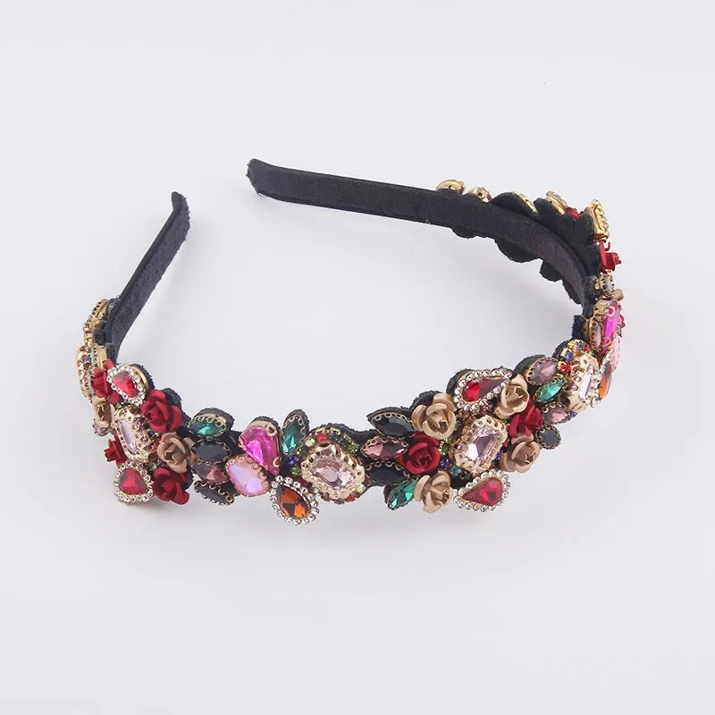Colorful Rhinestone Headband Baroque Inlaid
