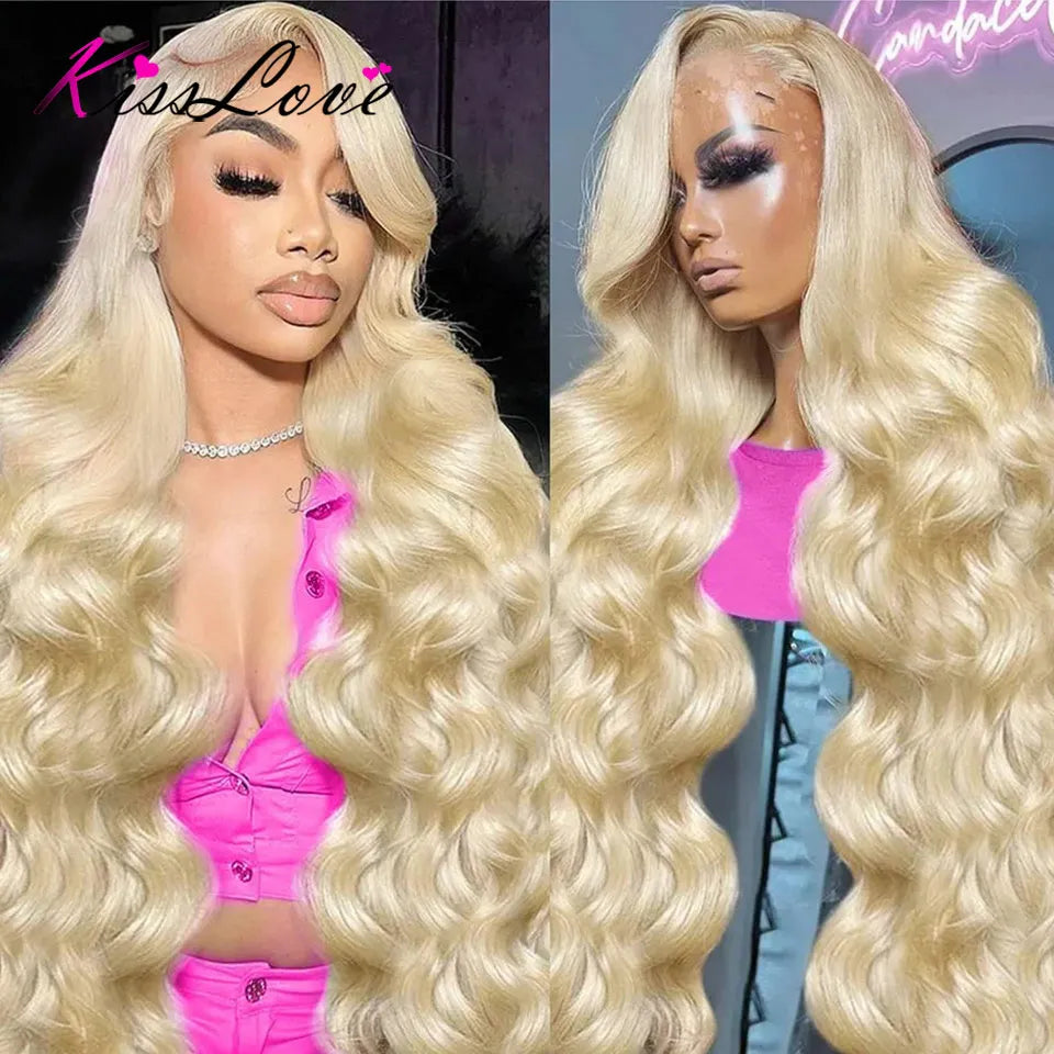 KissLove 613 Blonde Hair Invisi-Strap Snug Fit 360 Full Lace Frontal Wigs