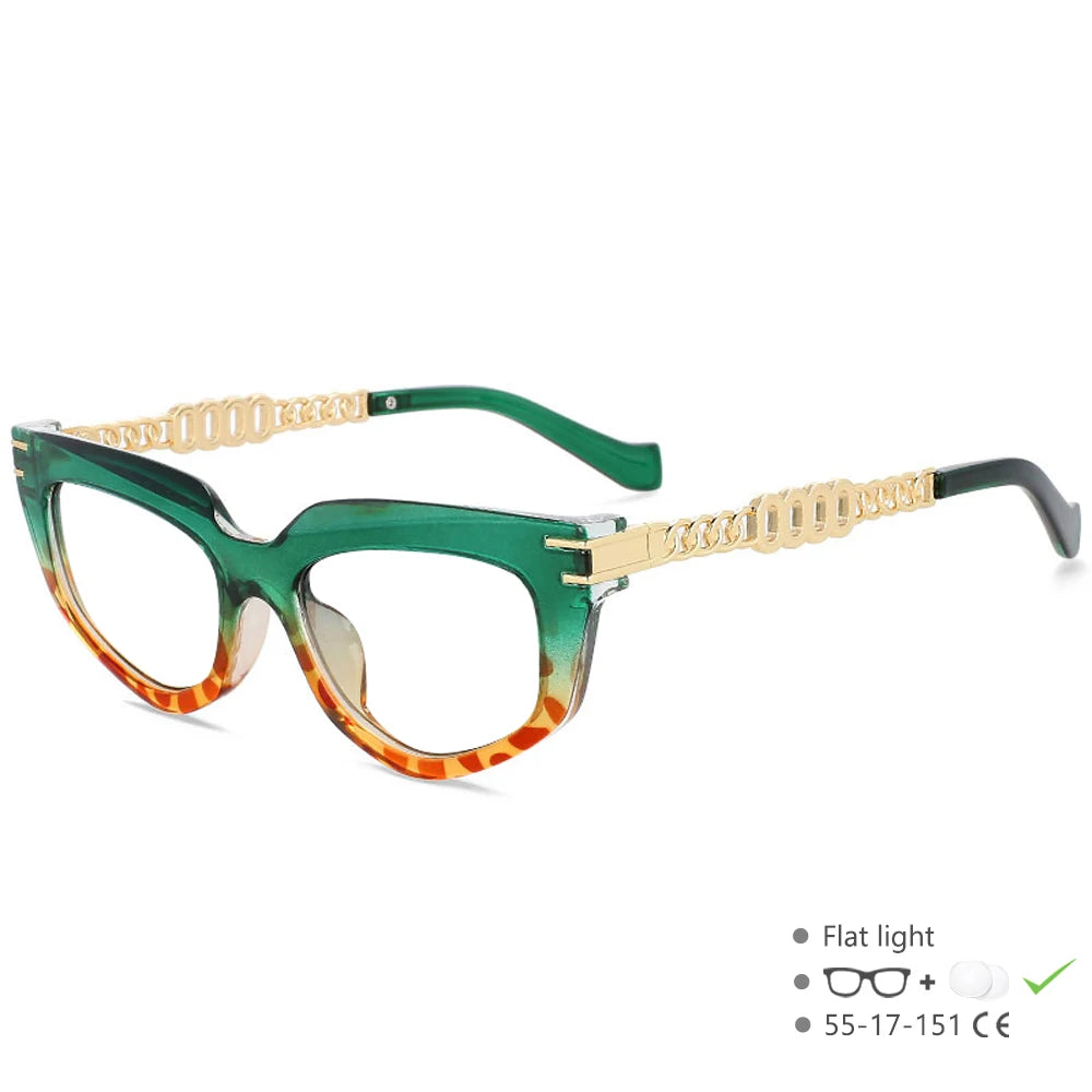 55577 Metal Hollow Chain Presbyopic Glasses - Cat Eyes Retro