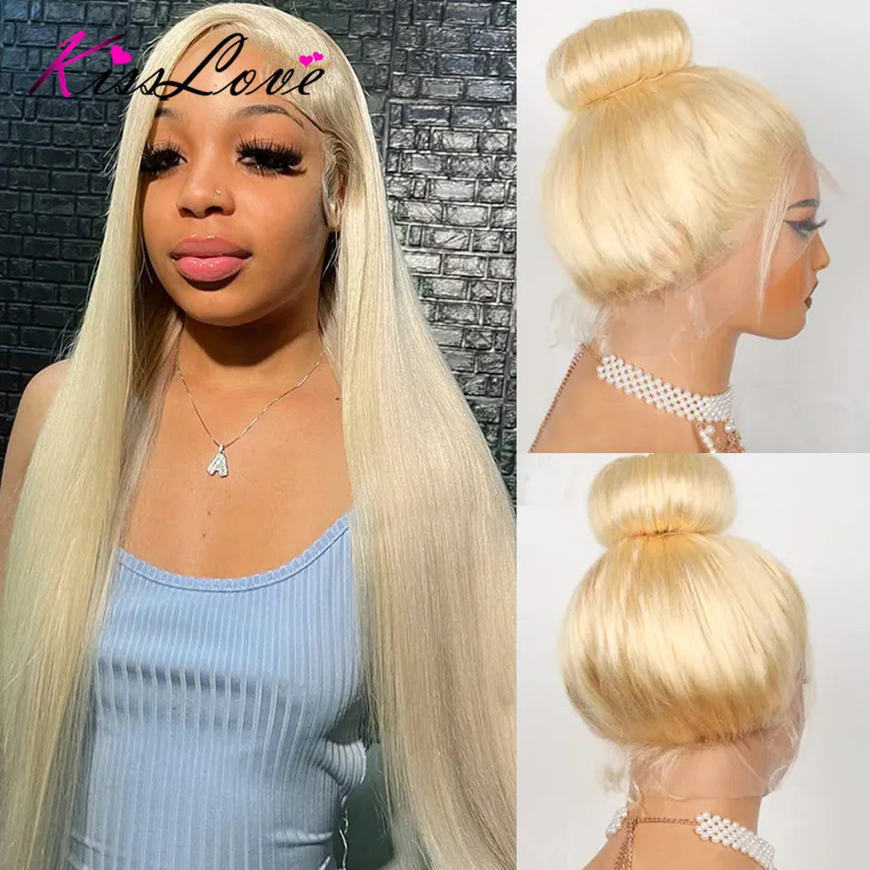 KissLove 613 Blonde Hair Invisi-Strap Snug Fit 360 Full Lace Frontal Wigs