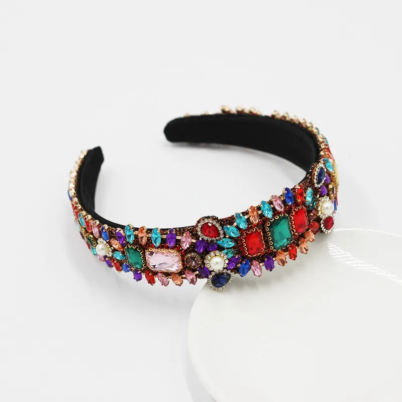 Colorful Rhinestone Headband Baroque Inlaid