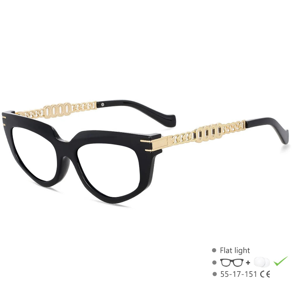 55577 Metal Hollow Chain Presbyopic Glasses - Cat Eyes Retro