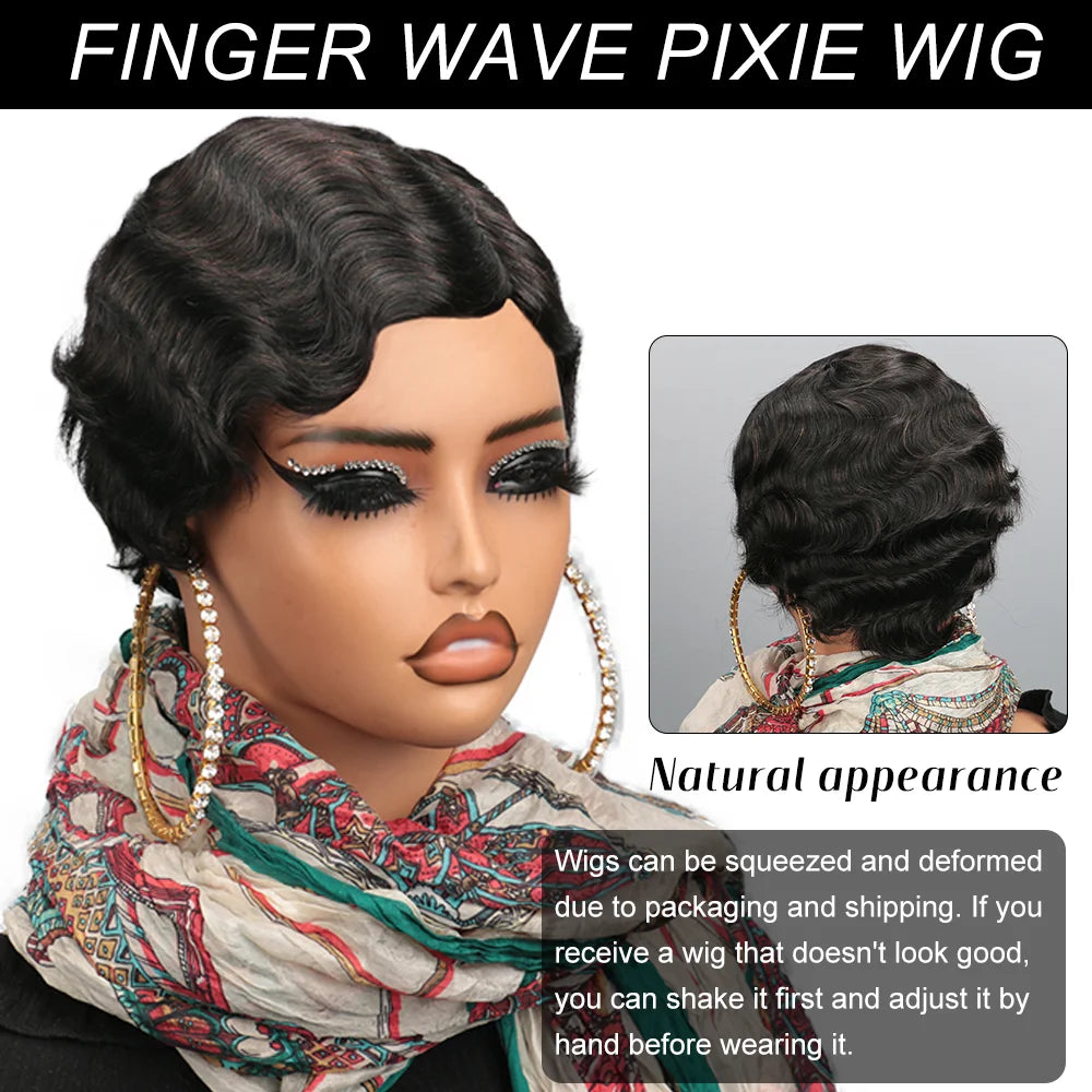Short Finger Wave Wig Human Hair