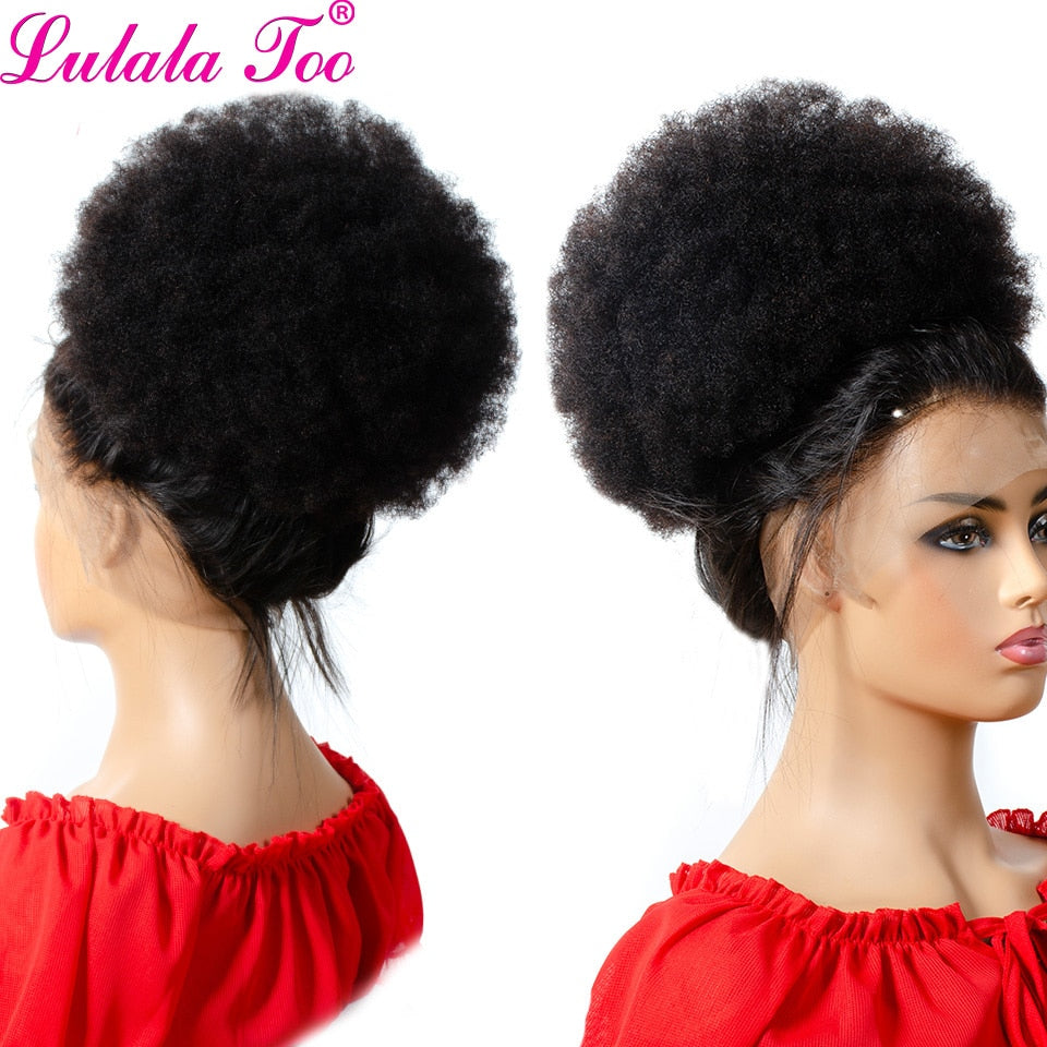 10inch Afro Puff Human Hair Bun Drawstring Ponytail Human Hairpiece