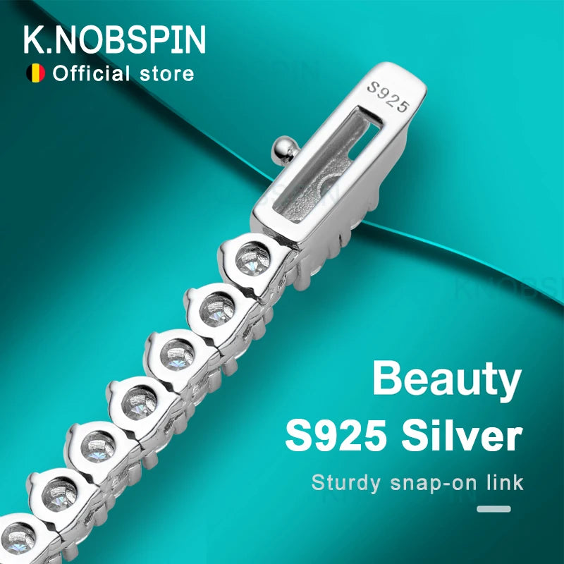 KNOBSPIN 3 Claw D VVS1 Moissanite Tennis Necklace