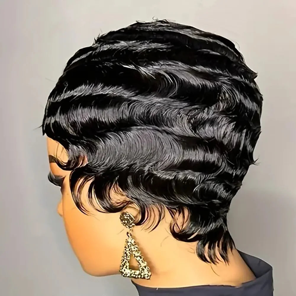 Short Finger Wave Wig Human Hair