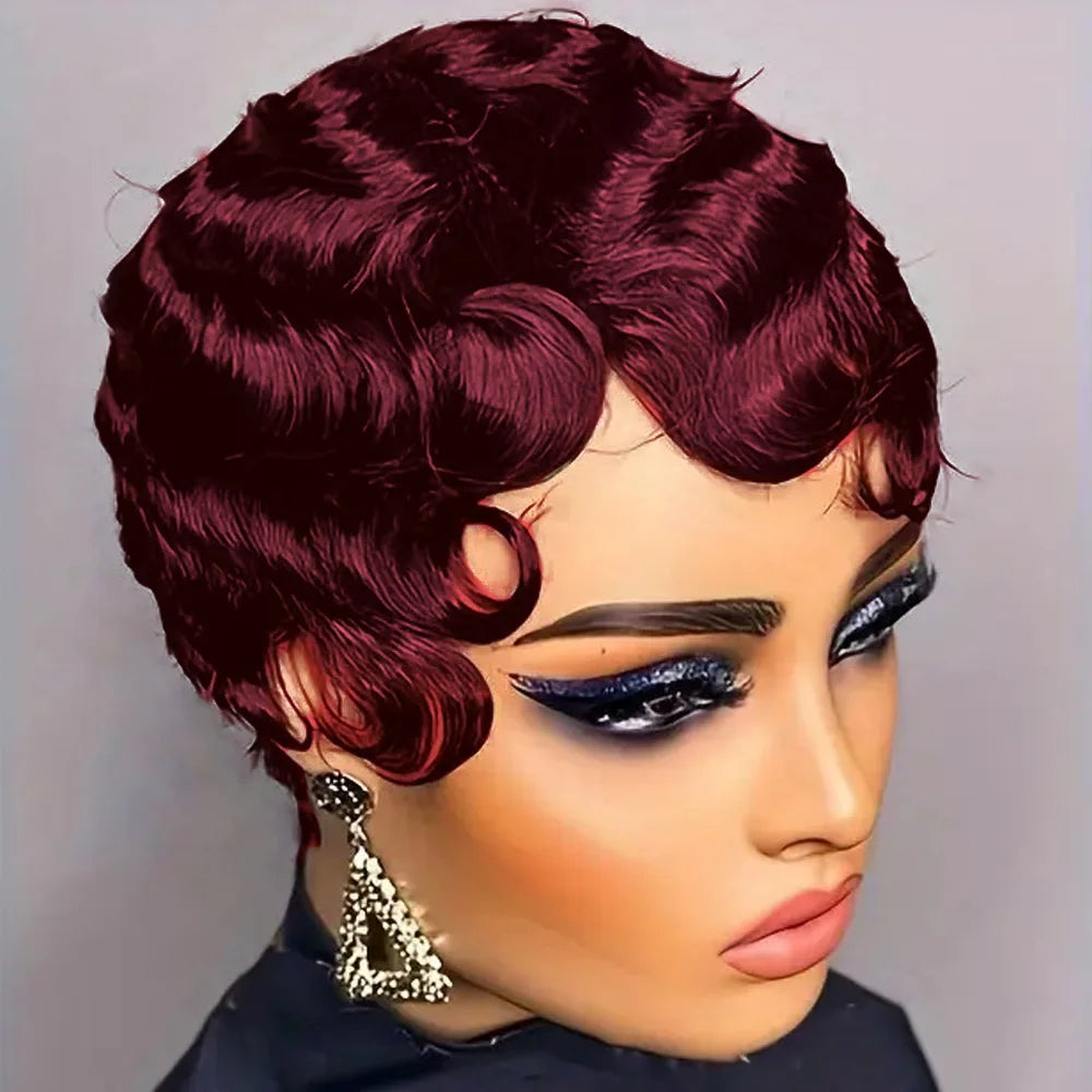 Short Finger Wave Wig Human Hair