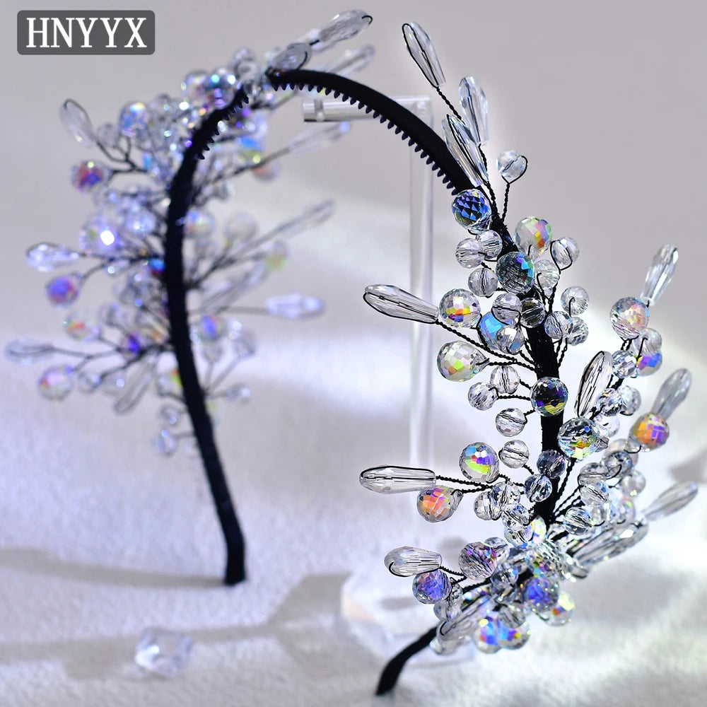 HNYYX Shiny Pink Full Rhinestone Princess Headband