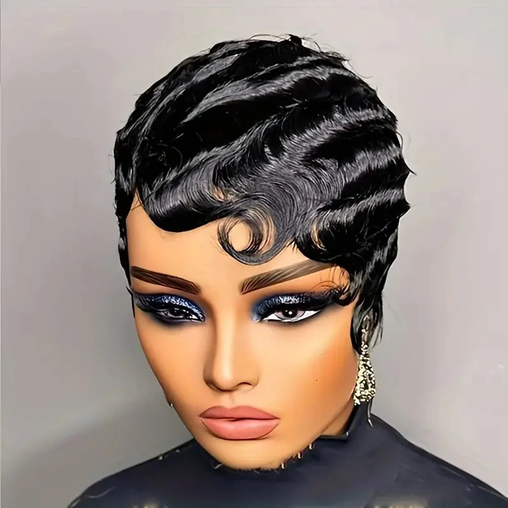 Short Finger Wave Wig Human Hair