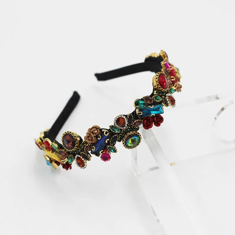 Colorful Rhinestone Headband Baroque Inlaid