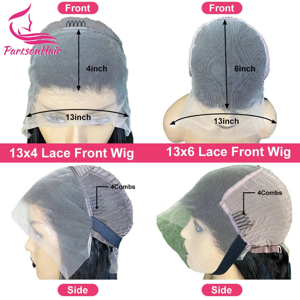 Straight Highlight Black With Blue Lace Frontal Wigs Human Hair Wigs