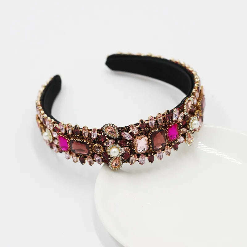 Colorful Rhinestone Headband Baroque Inlaid