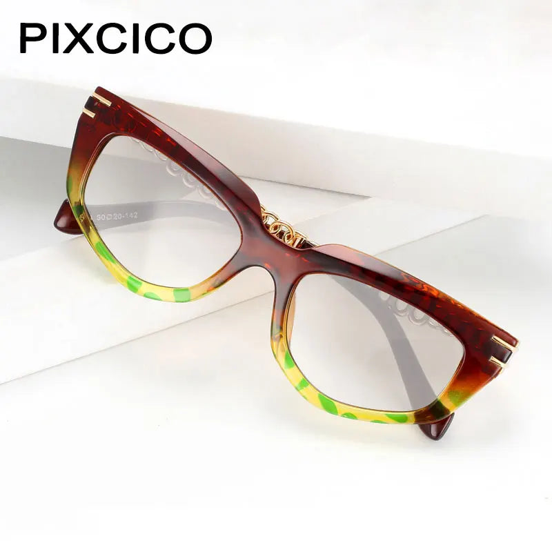 55577 Metal Hollow Chain Presbyopic Glasses - Cat Eyes Retro