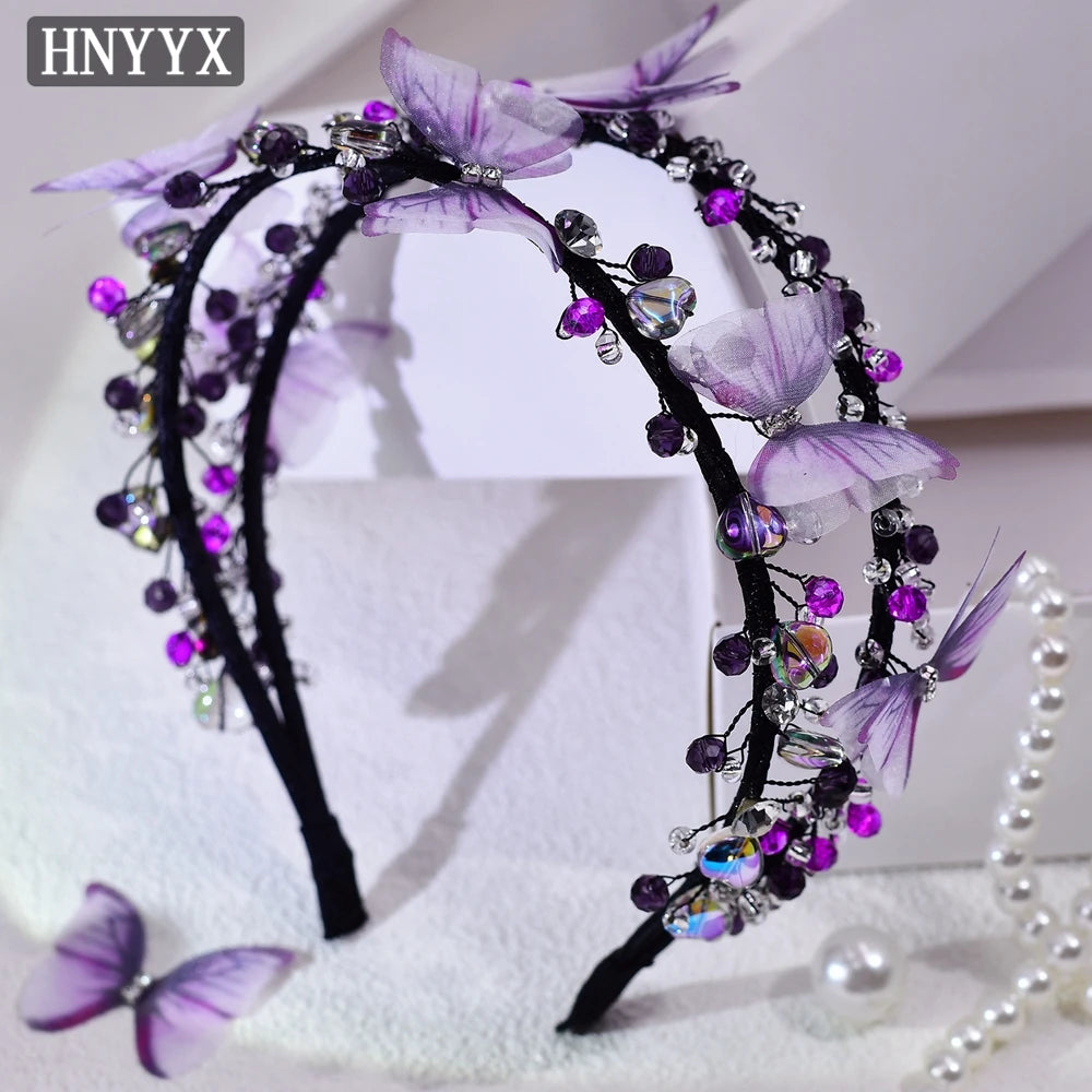 HNYYX Shiny Pink Full Rhinestone Princess Headband