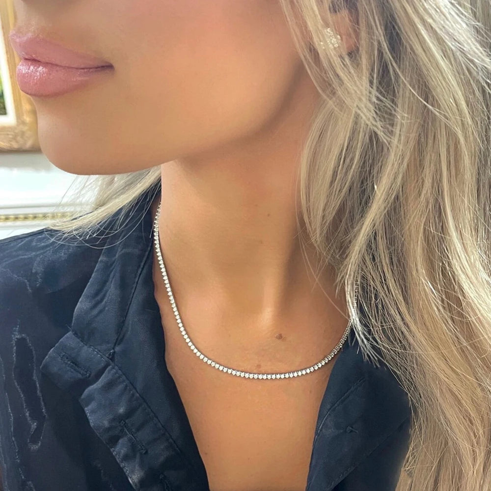 KNOBSPIN 3 Claw D VVS1 Moissanite Tennis Necklace