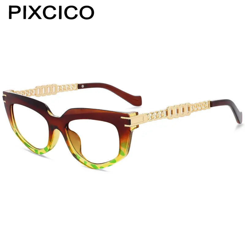 55577 Metal Hollow Chain Presbyopic Glasses - Cat Eyes Retro