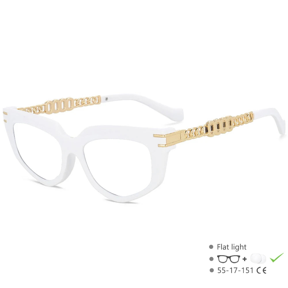 55577 Metal Hollow Chain Presbyopic Glasses - Cat Eyes Retro