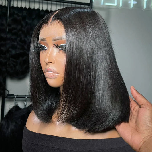 Straight Short Bob Transparent Lace Front Wig