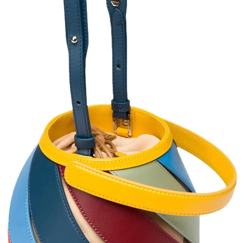 Luxury Brand Designer Fashion Retro Geometric Bucket Bag
