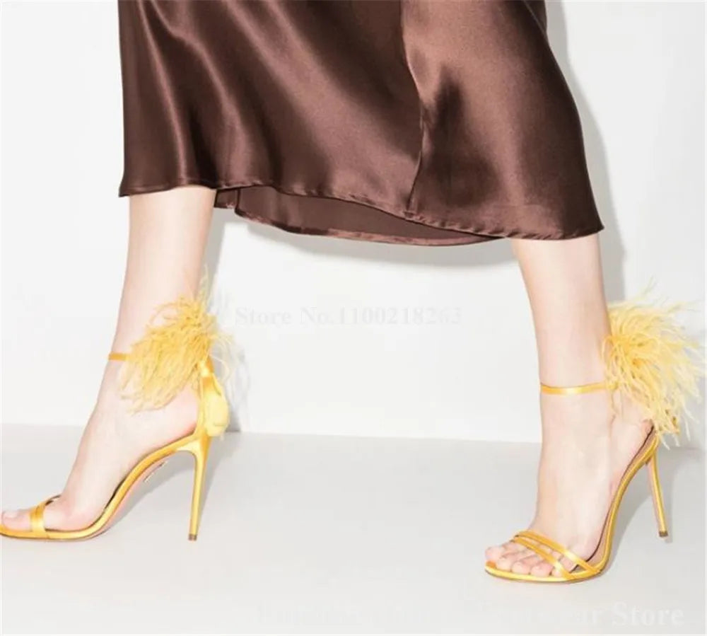 Emeline Dubois Unique Feather Decorated Sandals
