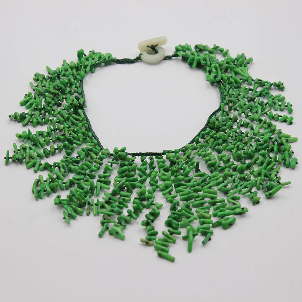 GG 18" Handwork Green Coral Chips Chokers