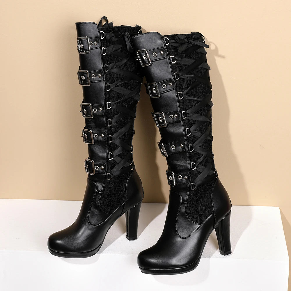 Diane Lockhart Belt Buckle Knee High Boots
