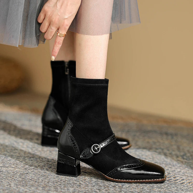 Genuine Leather Mary Jane Boots