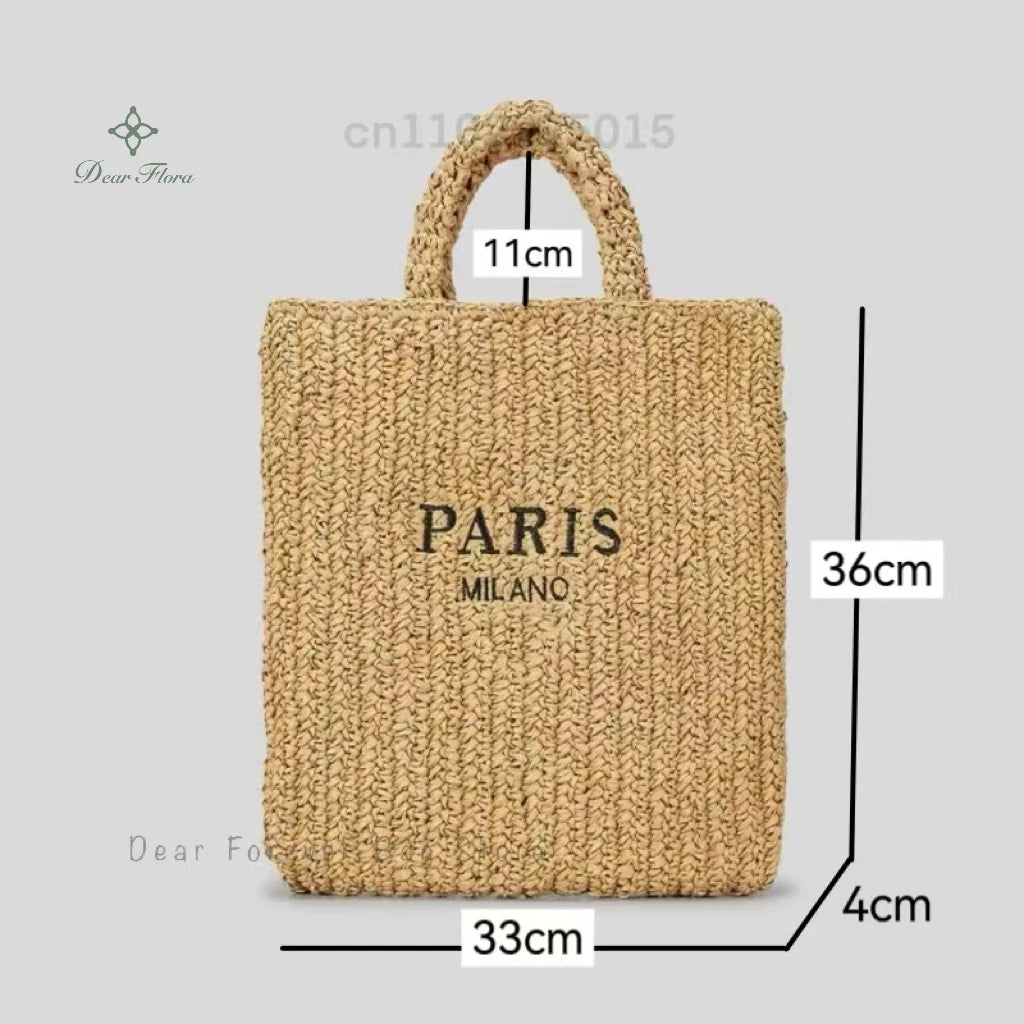 Fashion Striped Beach Straw Knitting Shoulder Bag
