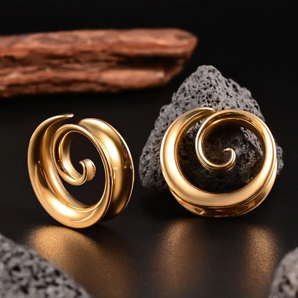Doearko 2PCS Cool Stainless Steel Ear Tunnels Plugs