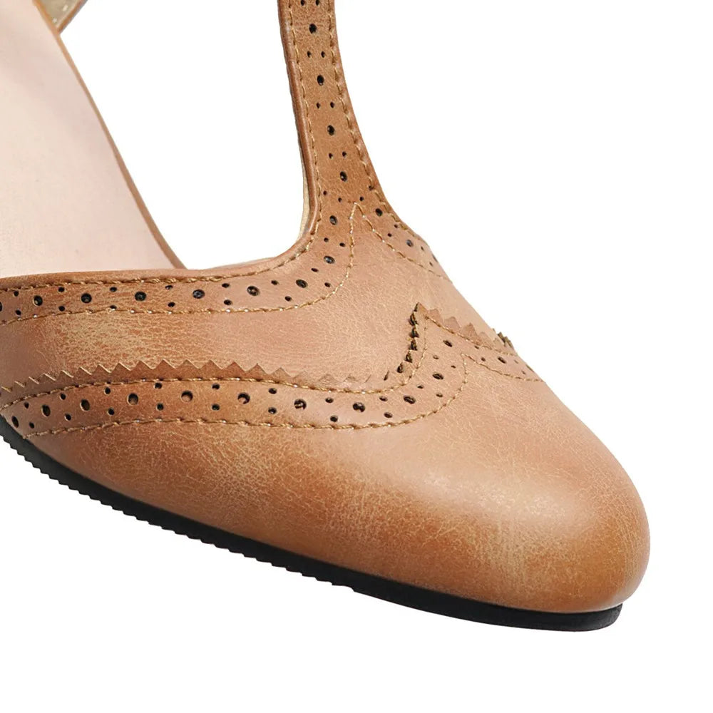 Vintage PU Leather Rome Style Heels
