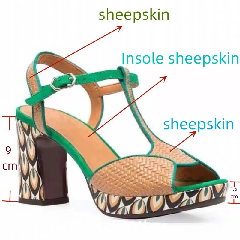 JOCHEBED HU Genuine Leather Platform Sandals