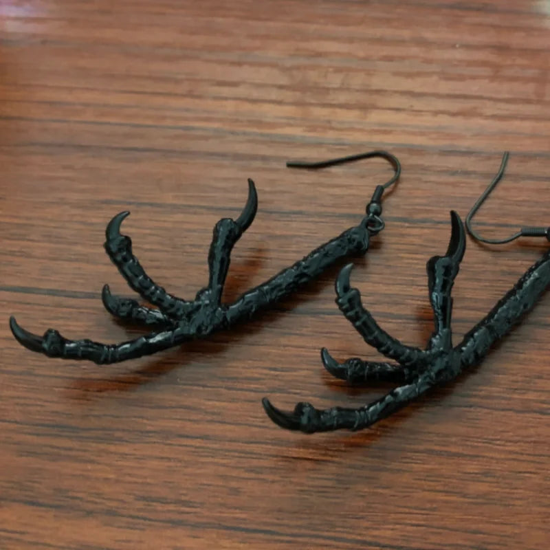 Gothic Black Claw Talon Earrings