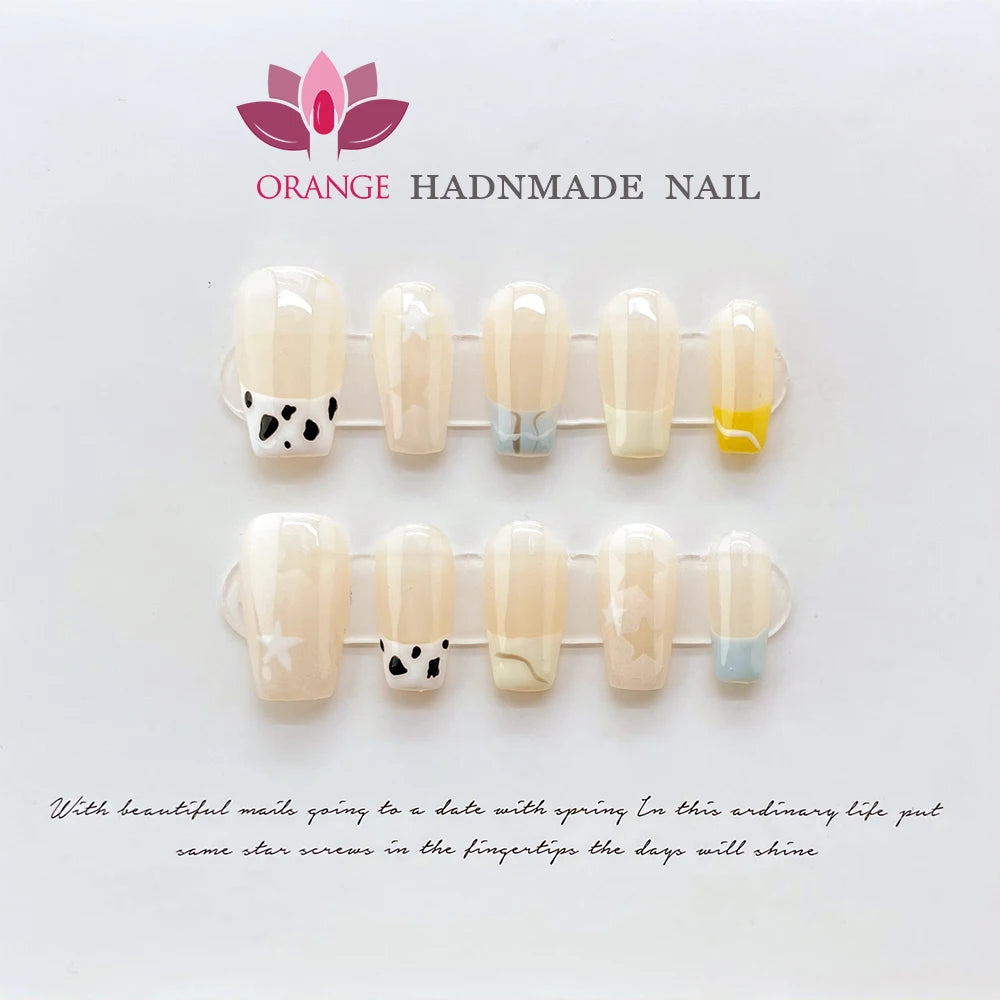 Handmade French Fake Acrylic Press On Nails With Design Nails Art