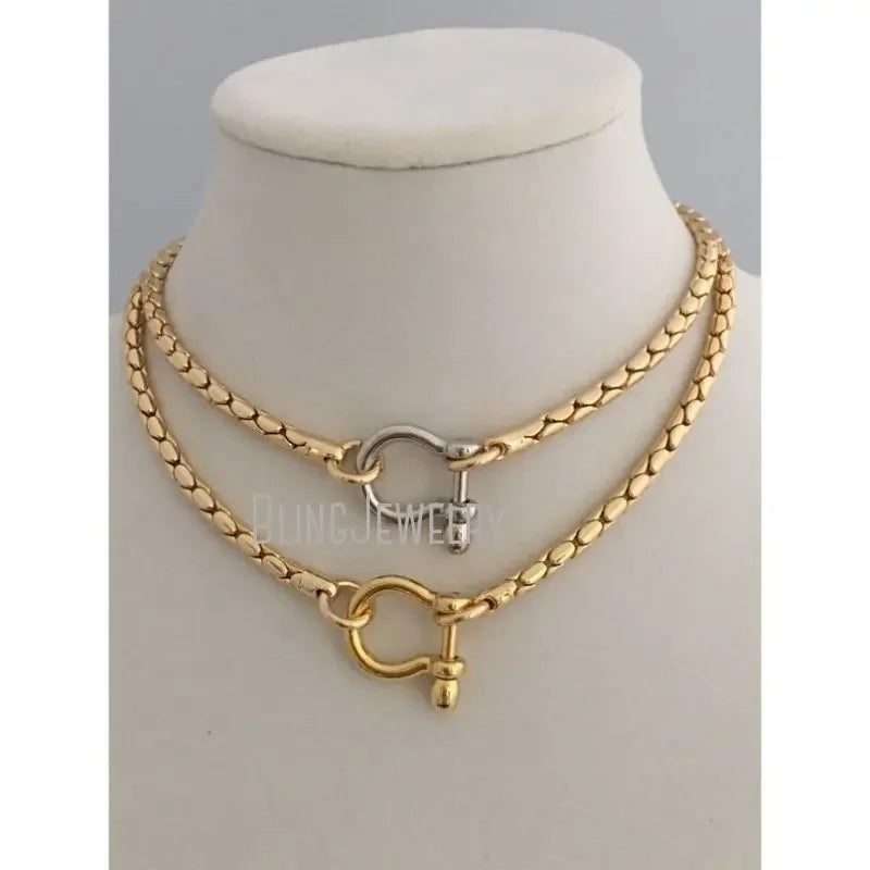 10pcs Horseshoe Snaffle Shackle Carabiner Lock Clasp Choker