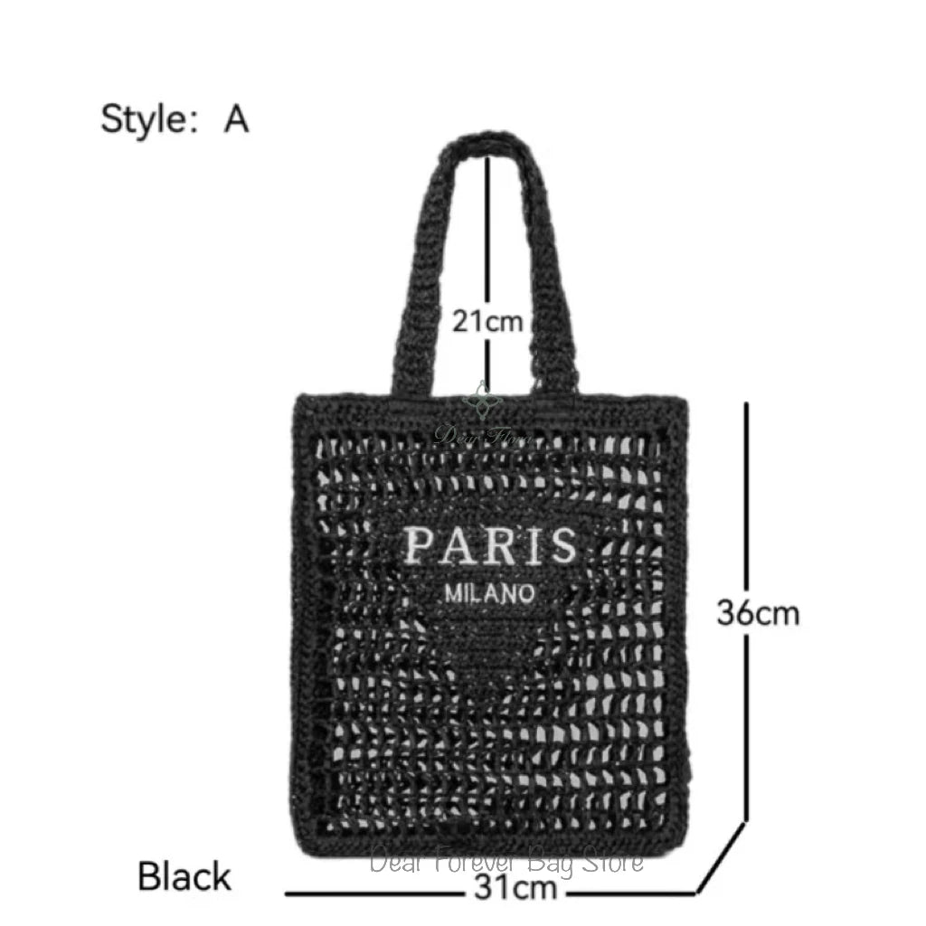 Fashion Striped Beach Straw Knitting Shoulder Bag