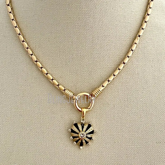 Stainless Steel Snake Chains Choker with Heart Charm Pendant