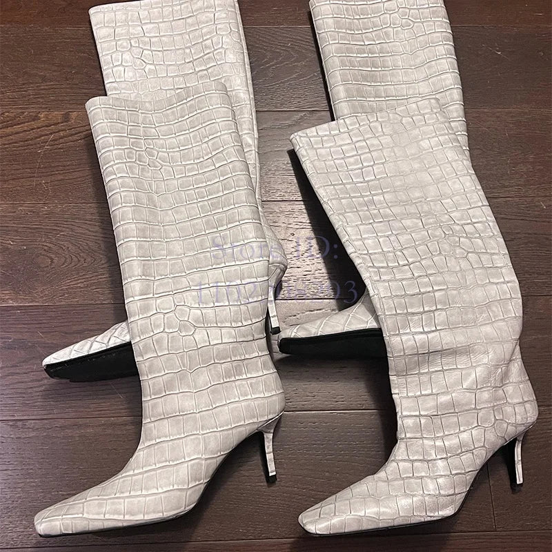 Saily Garcia White Crocodile Boots