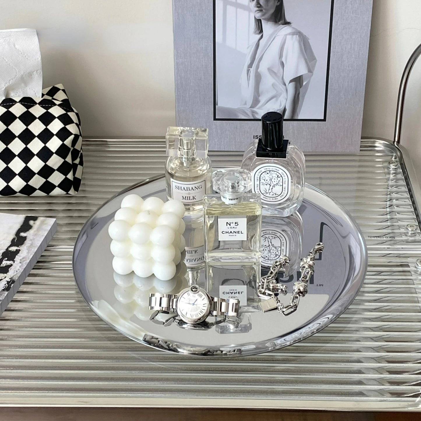 Stainless Steel Desktop Storage Tray | Stainless Steel Key Storage Box - Mirror Tray