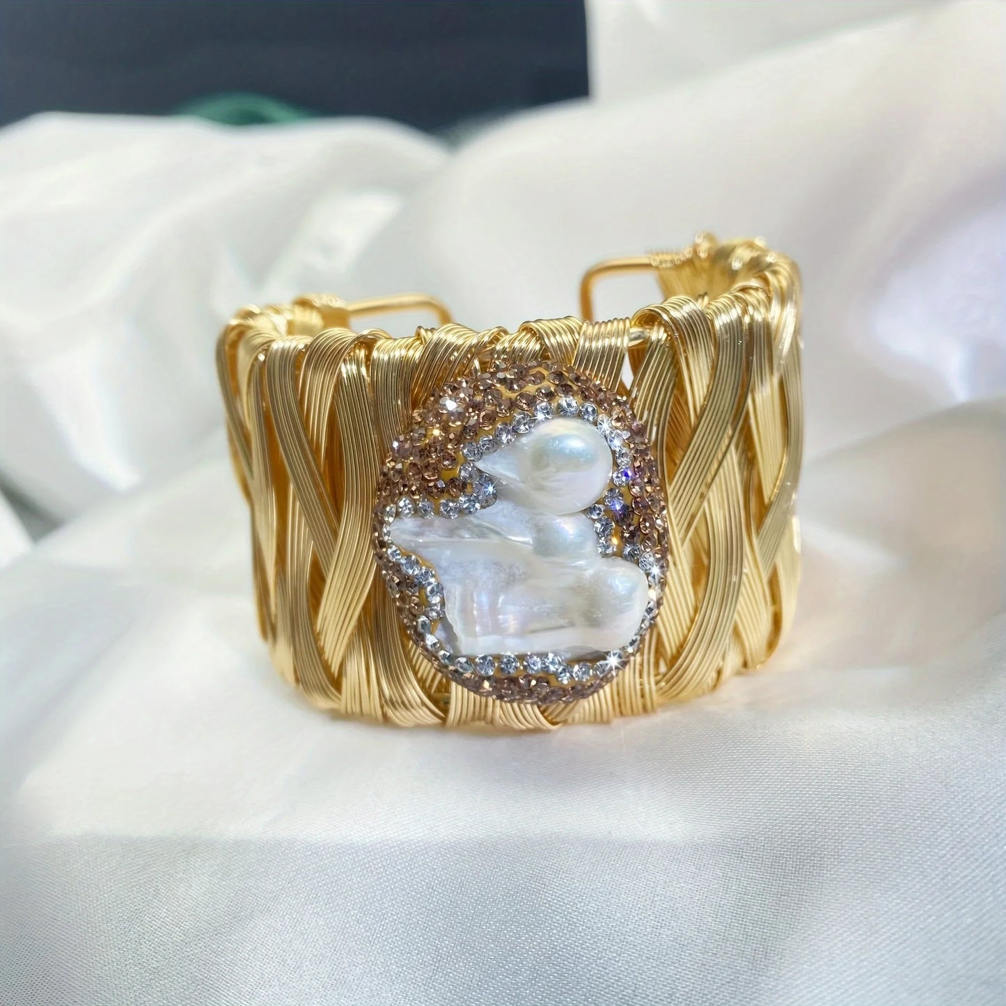 Natural Baroque Freshwater Pearl Rope Twist Bangle