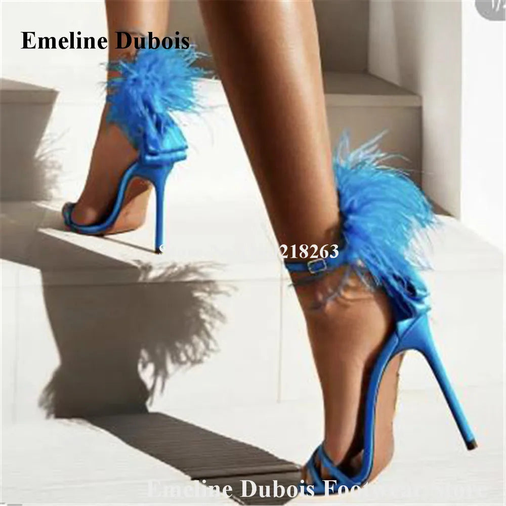 Emeline Dubois Unique Feather Decorated Sandals