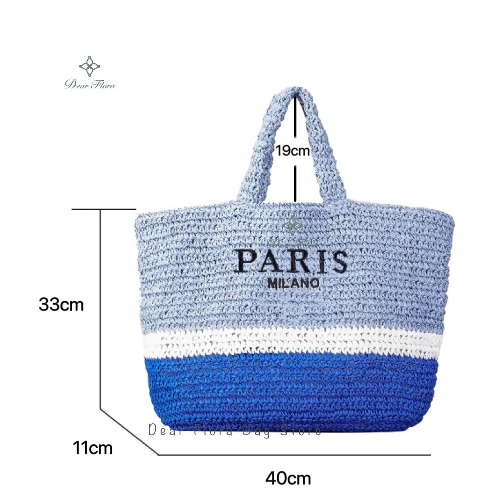 Fashion Striped Beach Straw Knitting Shoulder Bag