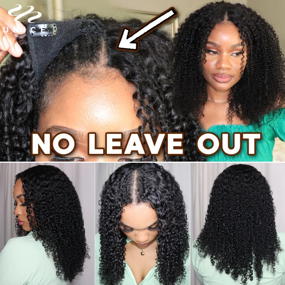 UNice Hair Kinky Curly V Part Wig- Human Hair