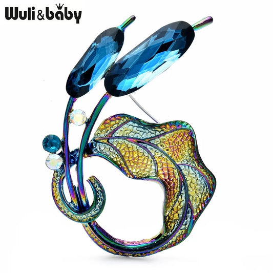 Wuli&baby Crystal Circle Flowers Brooches