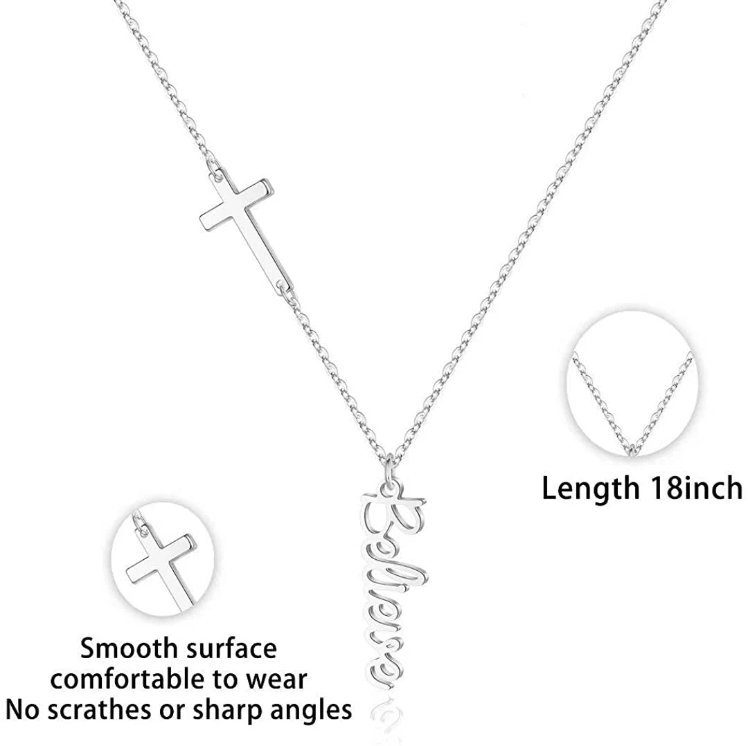 Stainless Steel Letter Cross Pendant Necklace