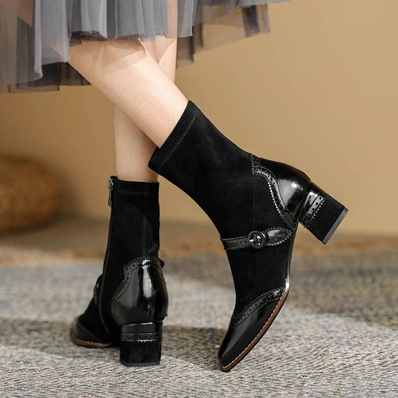 Genuine Leather Mary Jane Boots
