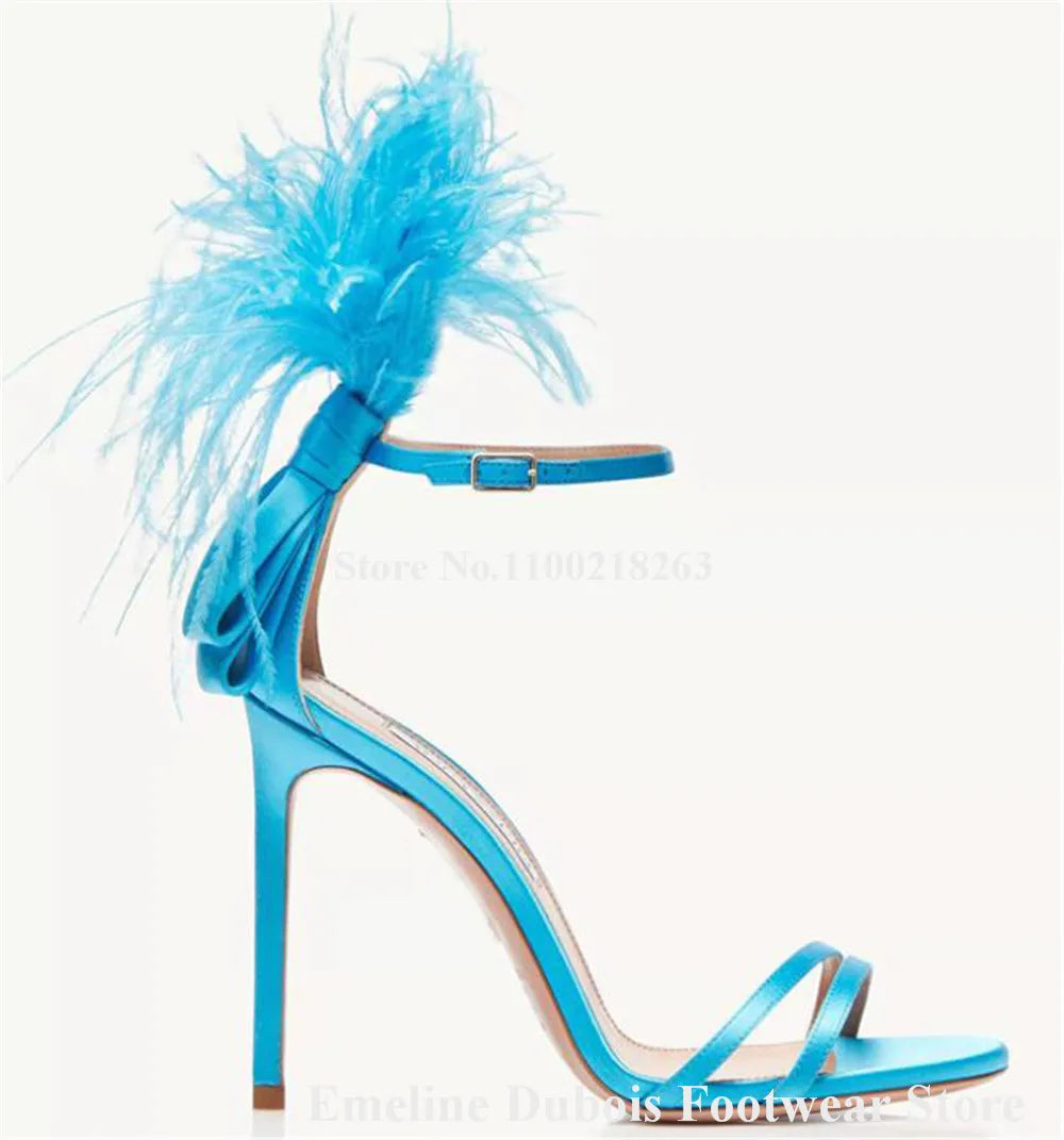 Emeline Dubois Unique Feather Decorated Sandals